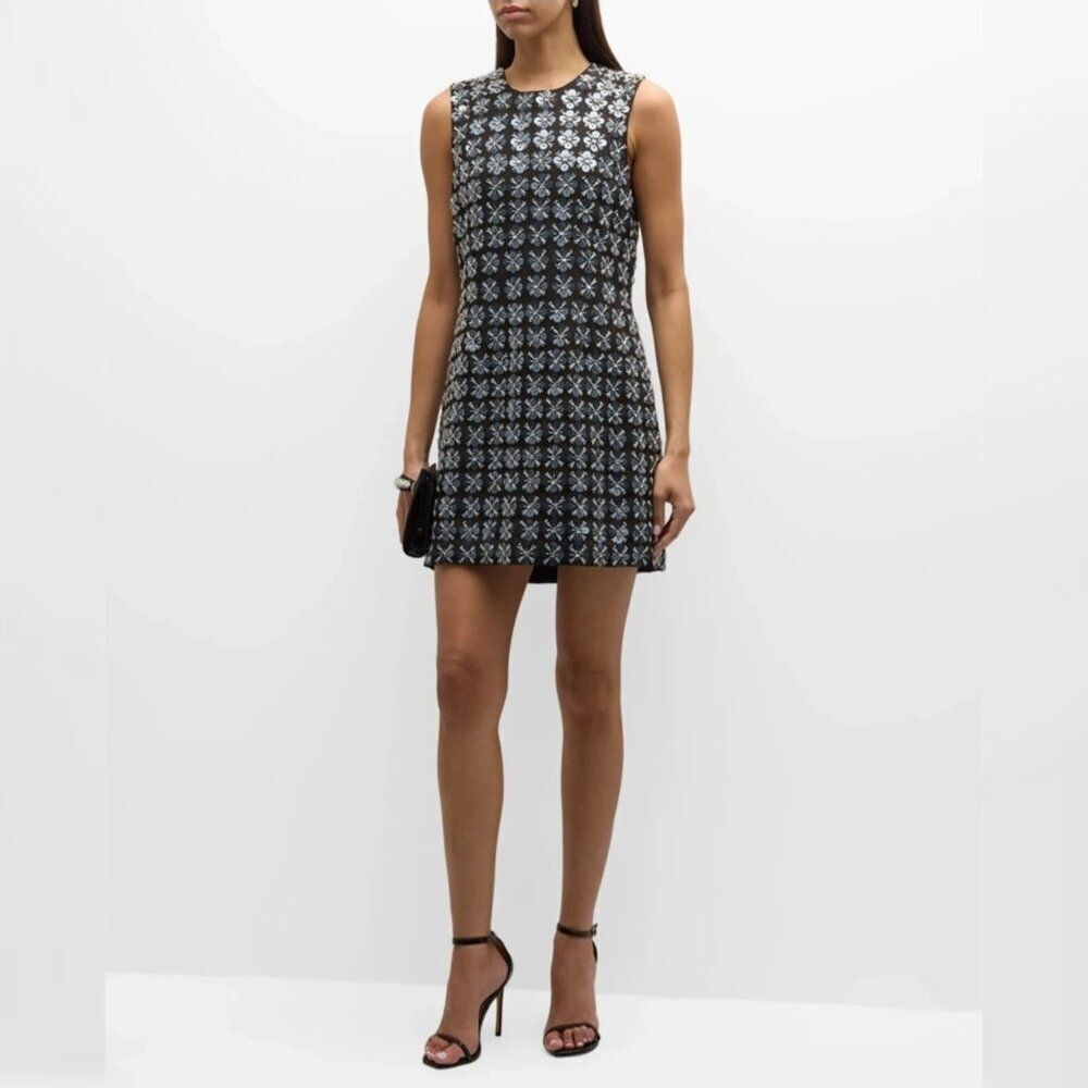 Tanya Taylor - 2  Abigail Sequined‎ Flower Sleeveless Mini Black Dress $695